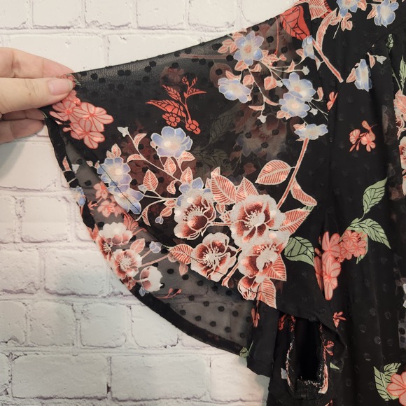 Lane Bryant Black Floral Swiss Dot Short sleeve Maxi Women's Dress 24 - Picture 5 of 10